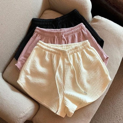 Drawstring Plain Shorts Waist