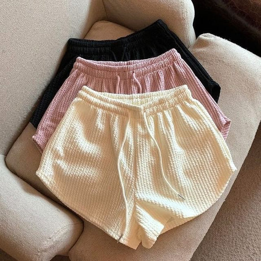 Drawstring Plain Shorts Waist