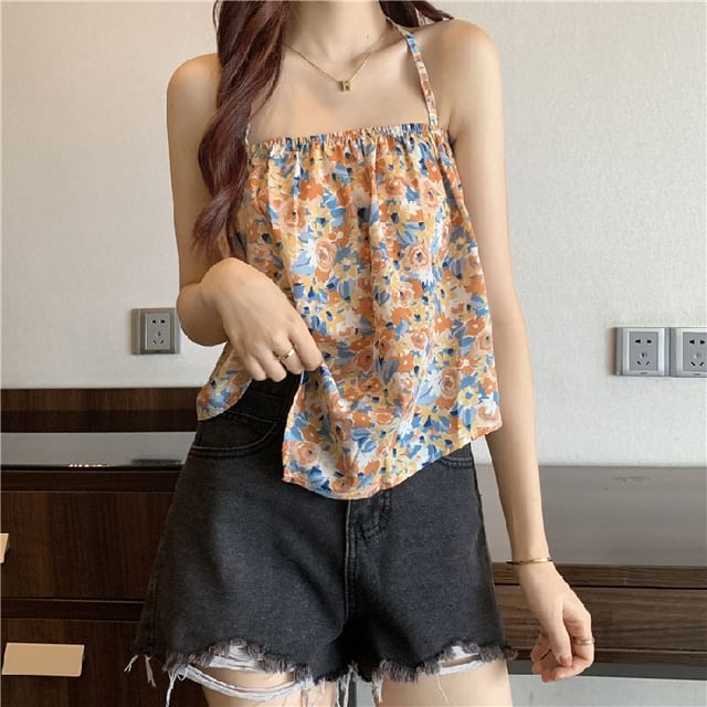 Print Halter Top Floral