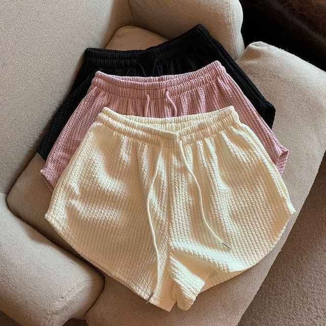 Drawstring Plain Shorts Waist