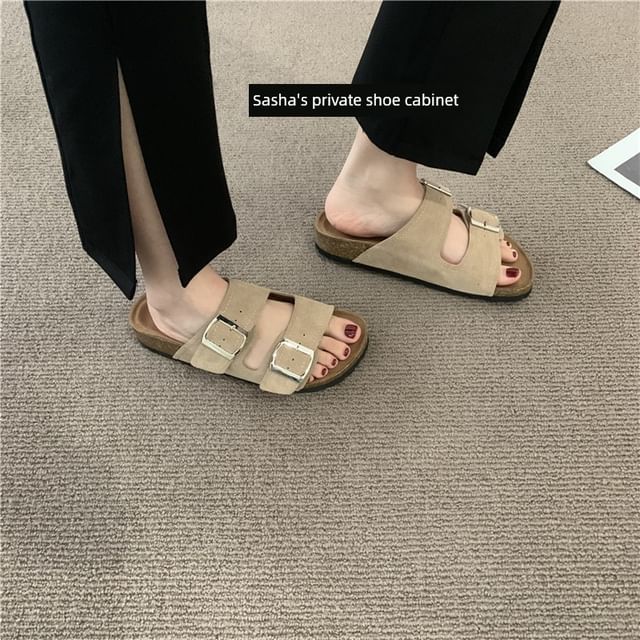 Buckled Faux Suede Sandals