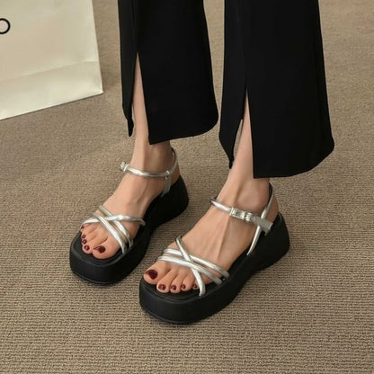 Platform Sandals Faux Leather