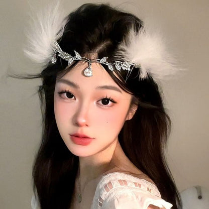 Rhinestone And Feather Headband