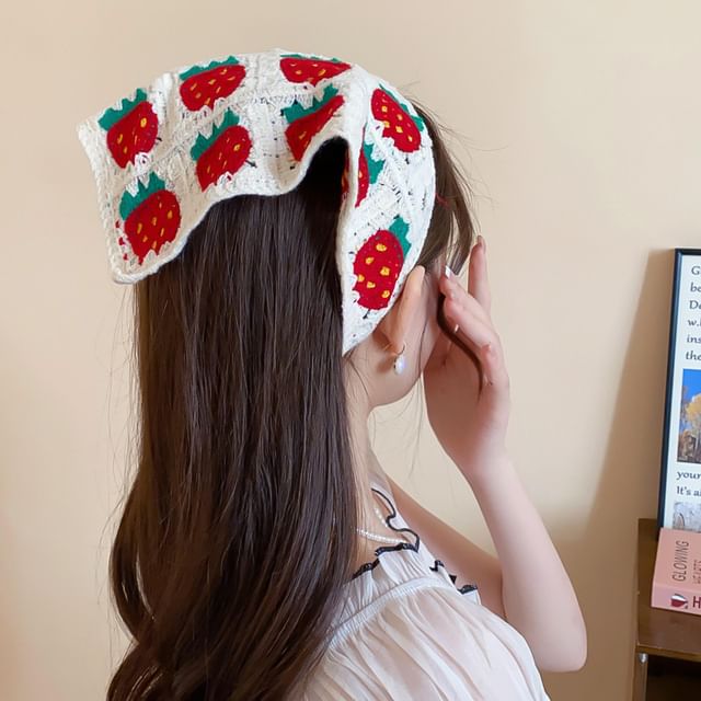 Crochet Strawberry Pattern Headscarf