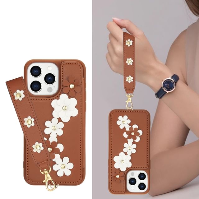 Case Floral Leather Phone Faux