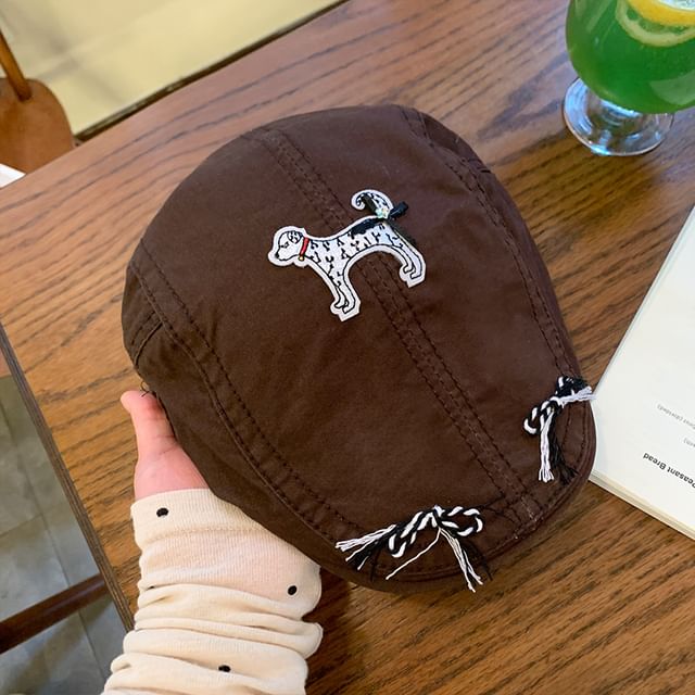 Dog Applique Flat Cap