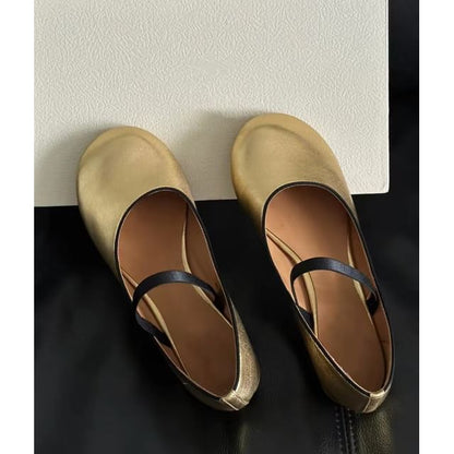 Plain Faux Leather Mary Jane Flats