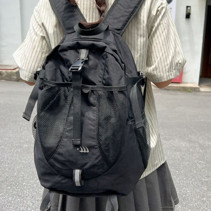 Multi-Pocket Star Mesh Panel Backpack Print