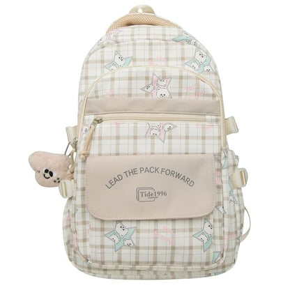 / Charm Cartoon Print Bag Backpack Multi-Pocket Set