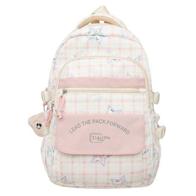 / Charm Cartoon Print Bag Backpack Multi-Pocket Set