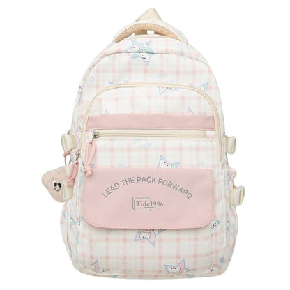 / Charm Cartoon Print Bag Backpack Multi-Pocket Set