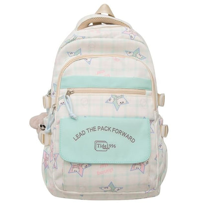 / Charm Cartoon Print Bag Backpack Multi-Pocket Set