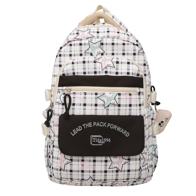 / Charm Cartoon Print Bag Backpack Multi-Pocket Set