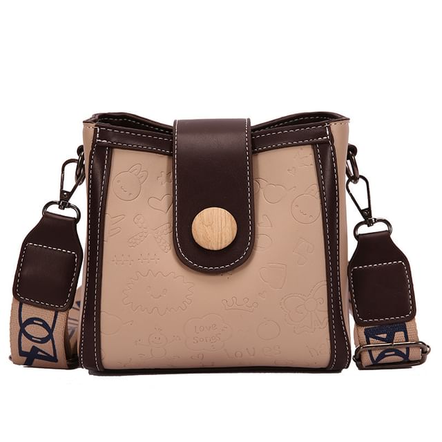 Patterned Leather Faux Bucket Bag