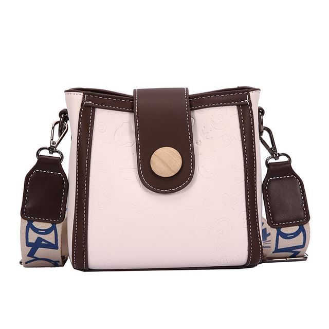 Patterned Leather Faux Bucket Bag