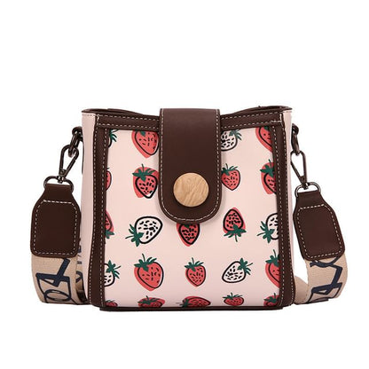 Patterned Leather Faux Bucket Bag