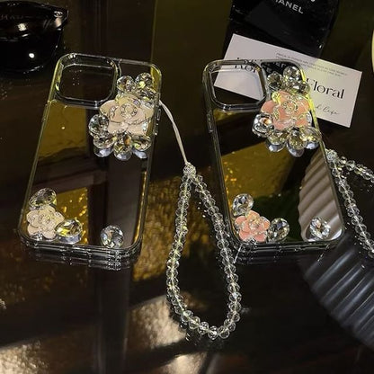 Strap Phone Case Floral Mirrored