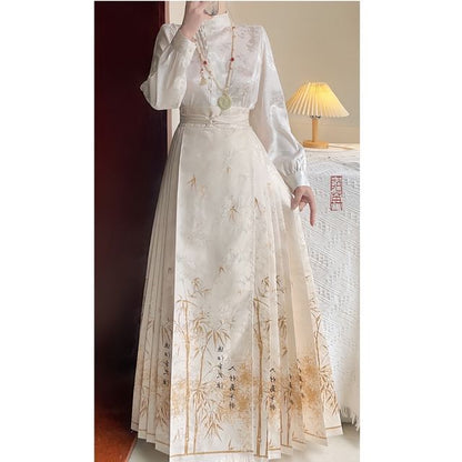 Flower Hanfu Blouse / Maxi Skirt / Set