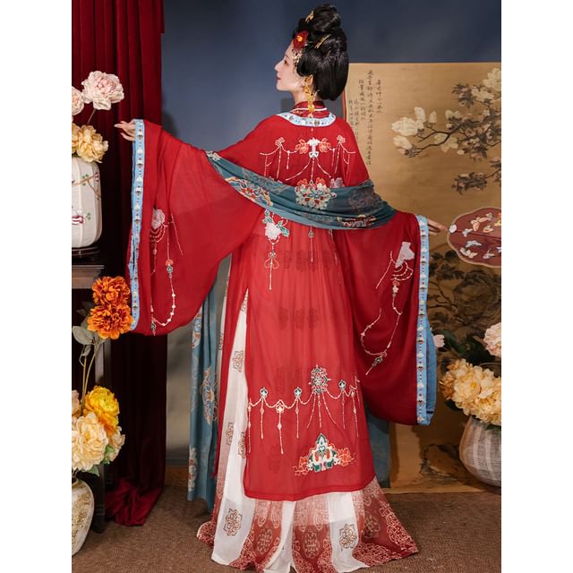 Flower Hanfu Jacket / Wrap Top / Maxi Dress / Set