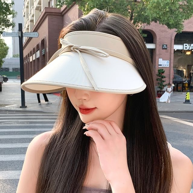 Sun Hat With Visor Decoration Bow