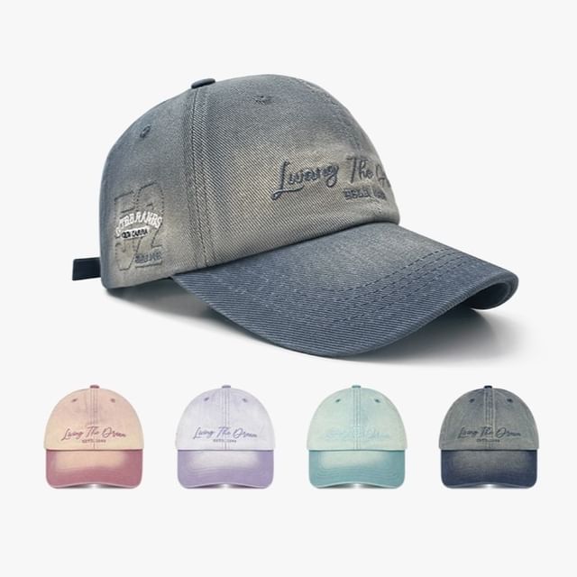 Cap Lettering Denim Baseball Embroidered