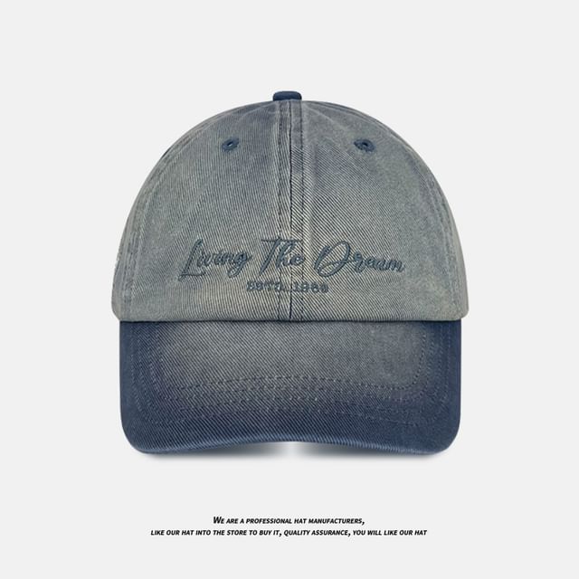 Cap Lettering Denim Baseball Embroidered