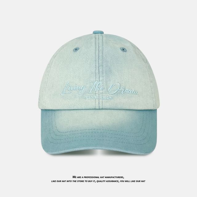 Cap Lettering Denim Baseball Embroidered