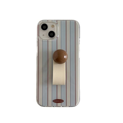 Striped Phone Case / Bead Finger Strap / Heart Finger Strap / Set