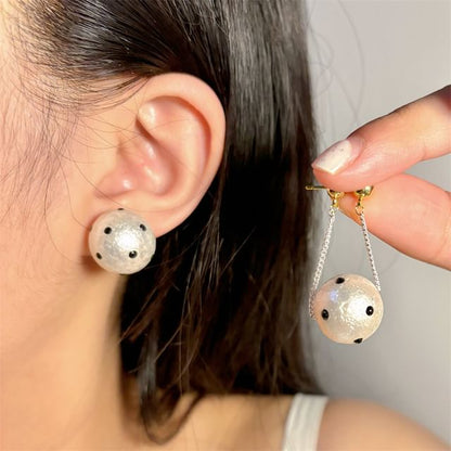 Faux Dotted Drop Stud / Earring Pearl