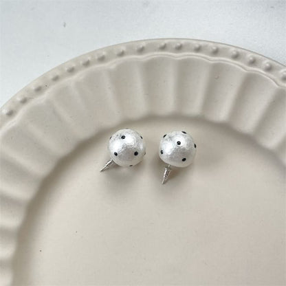 Faux Dotted Drop Stud / Earring Pearl