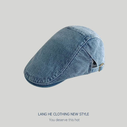 Washed Denim Flat Cap