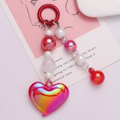 Heart Bead Acrylic Bag Charm Keyring Phone