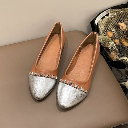 Cap Toe Studded Flats