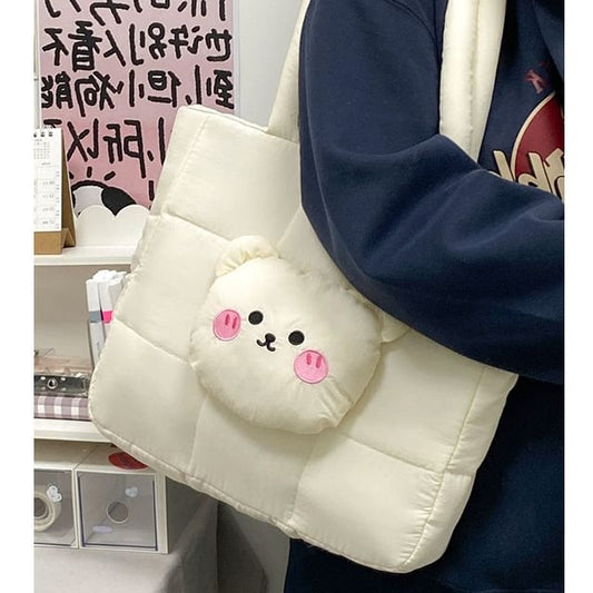 Nylon Bear Bag Quilted Tote Applique