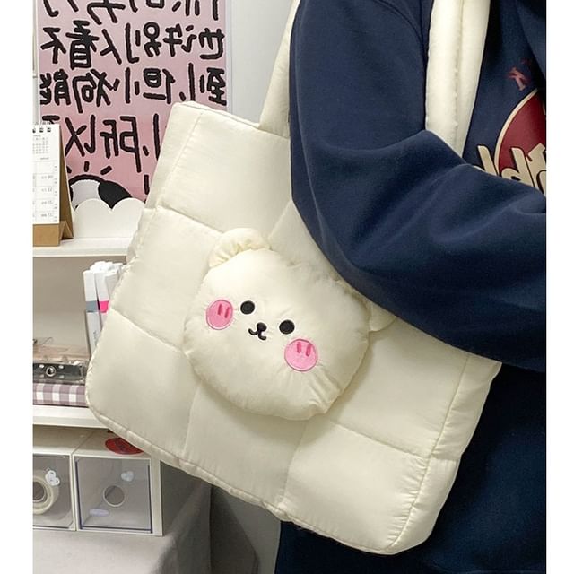 Nylon Bear Bag Quilted Tote Applique