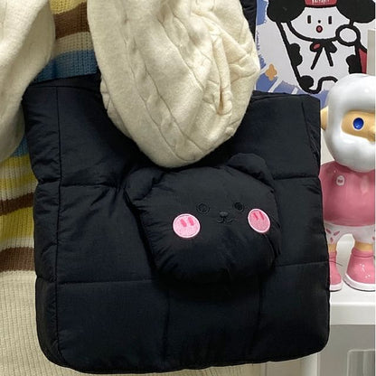 Bag Nylon Bear Applique Quilted Tote
