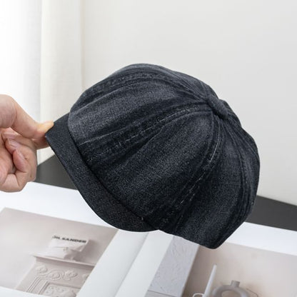 Brim Newsboy Cap Short Denim