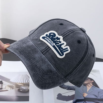 Cotton Vintage Brim Washed Embroidered Cap Curved Baseball