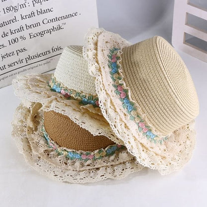 Boater Embroidered Flower Hat Trim Lace