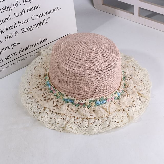 Boater Embroidered Flower Hat Trim Lace