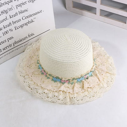 Boater Embroidered Flower Hat Trim Lace