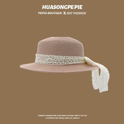 Lace Trim Hat Straw Boater