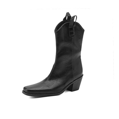 Heel Chunky Boots Mid-Calf