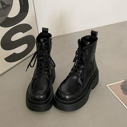 Lace-Up Platform Short Boots