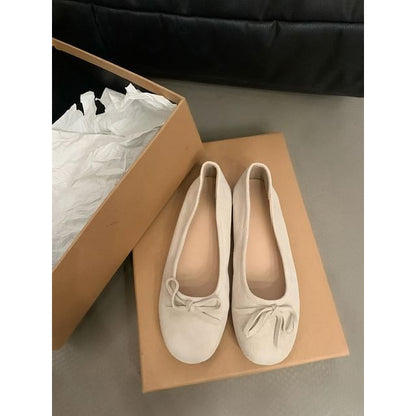 Plain Suede Bow Accent Flats Faux