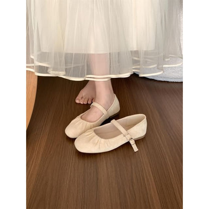 Mary Ruched Suede Plain Faux Flats Jane