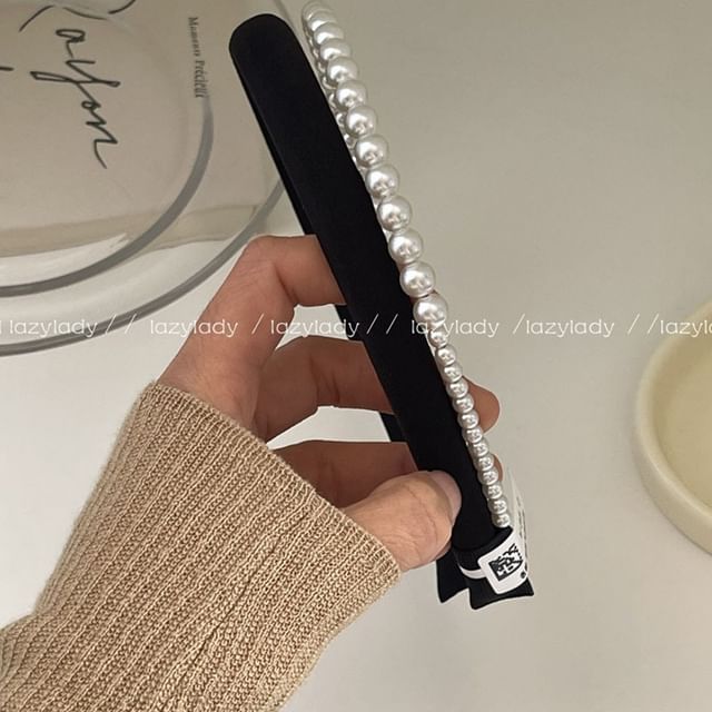 Faux Pearl Double Layer Headband