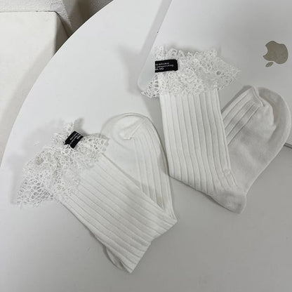 Applique Lace Trim Socks