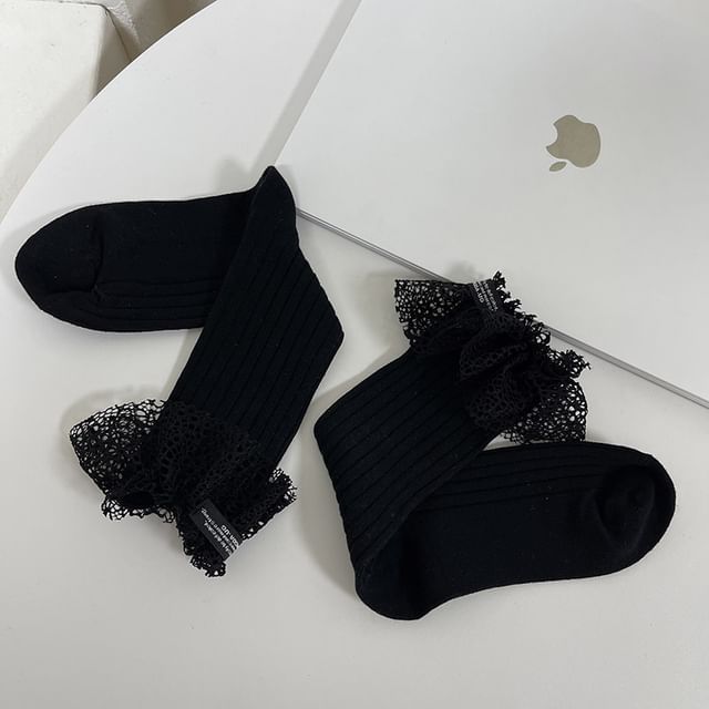 Applique Lace Trim Socks