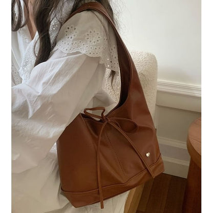 Bag Applique Heart Bow Tie-Up Tote Panel